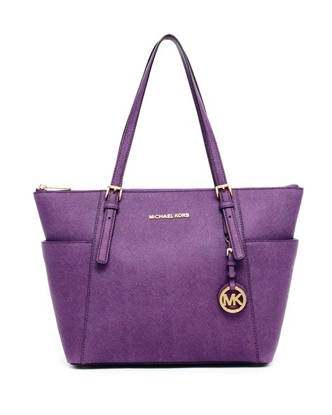 michael kors purple studded jet set travel tote
